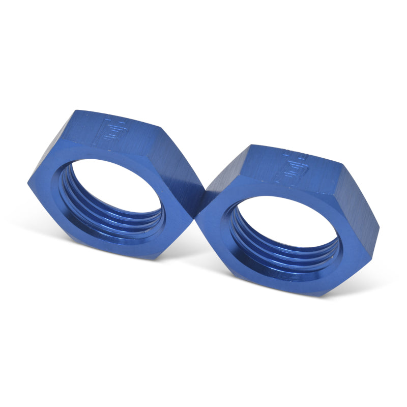 Russell 661900 Performance -8 AN Bulkhead Nuts 3/4in -16 Thread Size (Blue)