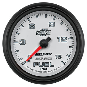 AutoMeter 7811 Autometer Phantom II 2-5/8in 0-15PSI Mechanical Fuel Pressure Gauge
