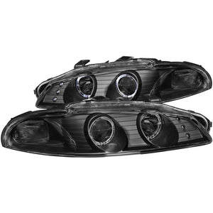 ANZO 121365 1997-1999 Mitsubishi Eclipse Projector Headlights w/ Halo Black G2