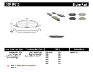 Stoptech 309.1081 Performance 05-09 Ford Mustang Cobra/Mach 1 V6/GT / 10 Shelby/Shelby GT Front Brake Pads