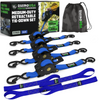 Rhino USA TD-RSRE1X10-2BLU Retractable Ratchet Straps (2Pk 1Inx10Ft) Blue