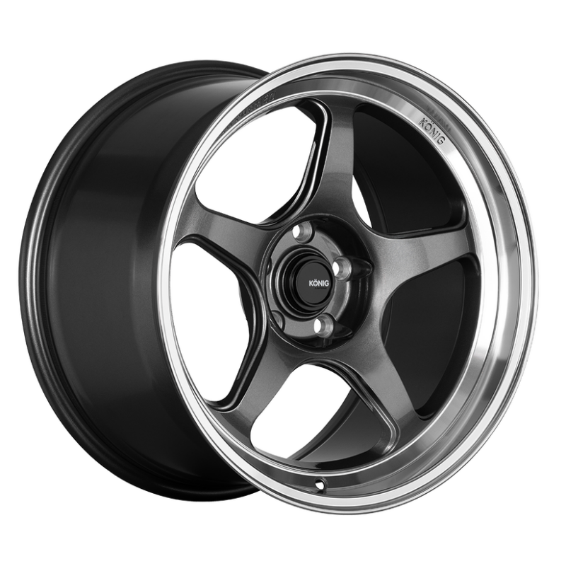 Konig HP87100406 Hyperspec 17x8 4x100 ET40 Anthracite Metallic Wheel w/ Mirror Machined Lip (Knurled Bead)