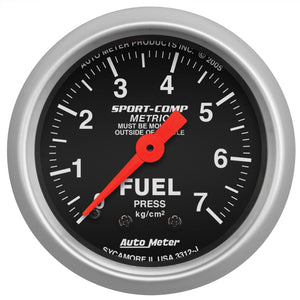 AutoMeter 3312-J Autometer Sport-Comp 52mm METRIC Fuel Pressure Mechanical Gauge