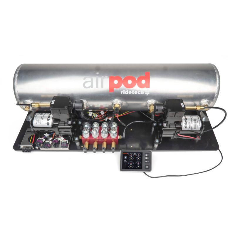 Ridetech 30514100 RidePro E5 Air Ride Suspension Control System 5 Gallon Dual Compressor AirPod 1/4in Valves