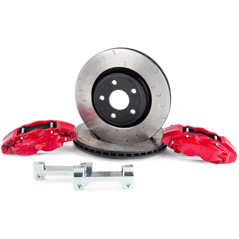 Alcon BKF5459AX13 07+ fits Jeep JK w/ 5x5.5in Hub 357x32mm Rotor 4-Piston Red Calipers Front Brake Upgrade Kit