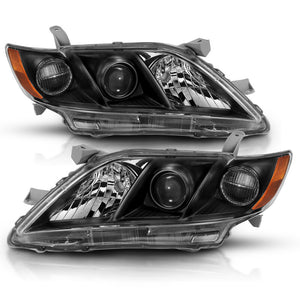 ANZO 121539 2007-2009 fits Toyota Camry Projector Headlight Black Amber