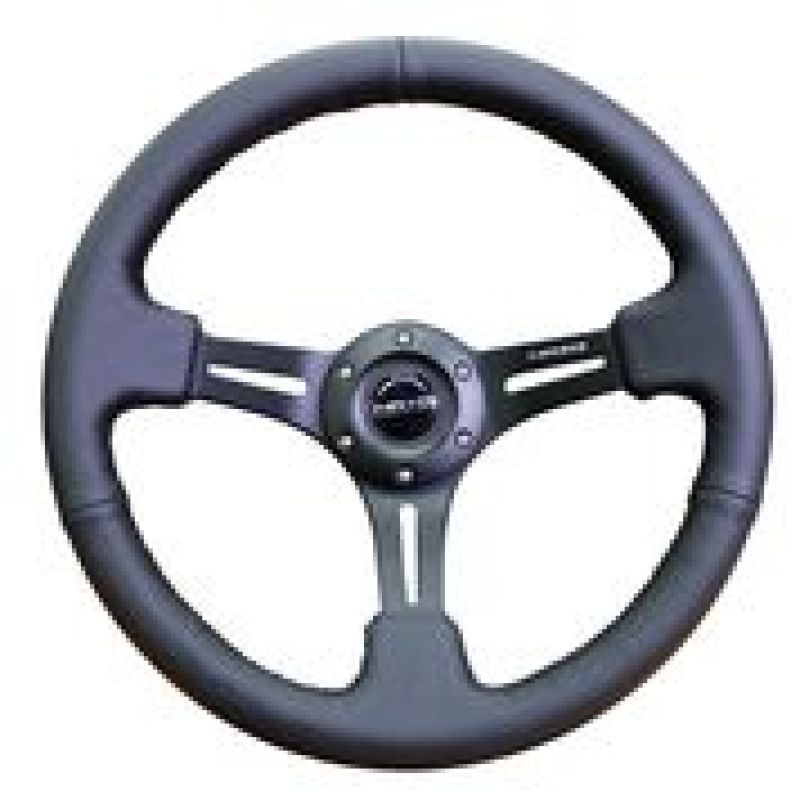 NRG RST-018R RST-018R Reinforced Steering Wheel Black Leather w/ Black