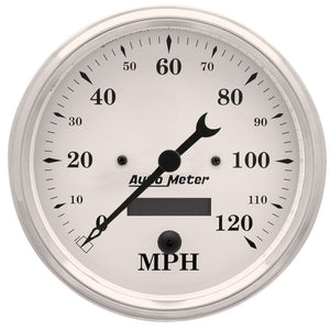AutoMeter 1689 Autometer 5 inch 120mph Electric Programable w/ LCD ODO Old Tyme Speedometer - White
