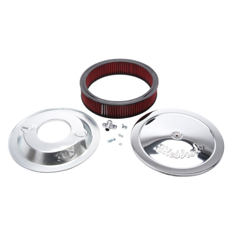 Edelbrock 1224 Air Cleaner Pro-Flo Series Round 14 In Diameter Cloth Element 3/8In Dropped Base Chrome