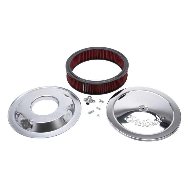 Edelbrock 1206 Air Cleaner Pro-Flo Series Round 14 In Diameter Cloth Element Chrome