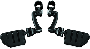 Kuryakyn 7599 Kuryakyn Longhorn Trident Offset Highway Pegs With 1-1/4 in Clamps Black