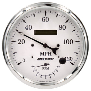 AutoMeter 1670 Auto Meter Old Tyme White Tach/Speedo 5in. - 120mph & 8k RPM