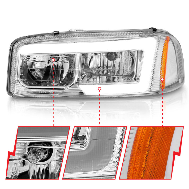 Anzo 111523 99-17 fits GMC Sierra/Denali Headlights Chrome Amber (w/C Light Bars)