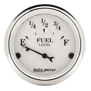 AutoMeter 1605 AutoMeter Gauge Fuel Level 2-1/16in. 73 Ohm(e) to 10 Ohm(f) Elec Old Tyme White