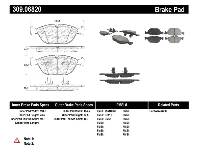 Stoptech 309.0682 Performance Brake Pads