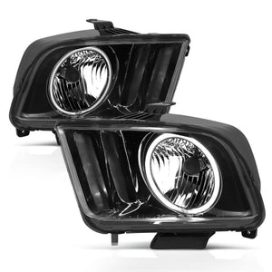 ANZO 121033 2005-2009 fits Ford Mustang Crystal Headlights w/ Halo Black (CCFL)