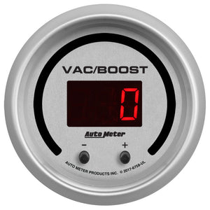 AutoMeter 6758-UL Autometer 52.4mm Silver Switchable 0-1600 PSI/0-110 BAR Vacuum/Boost Ultra-Lite Elite Digital Gauge