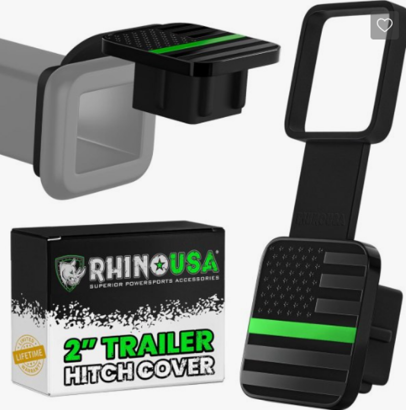 Rhino USA TO-HTCVRUSA-GRN 2In American Flag Hitch Cover - Black & Green