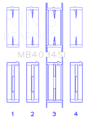KING MB4034SI1.0 Engine Bearings fits Ford 232 (Size +1.0mm) Main Bearing Set