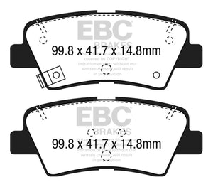 EBC UD1813 15+ fits Hyundai Sonata 1.6 Turbo (Elec Park Brake) Ultimax2 Rear Brake Pads