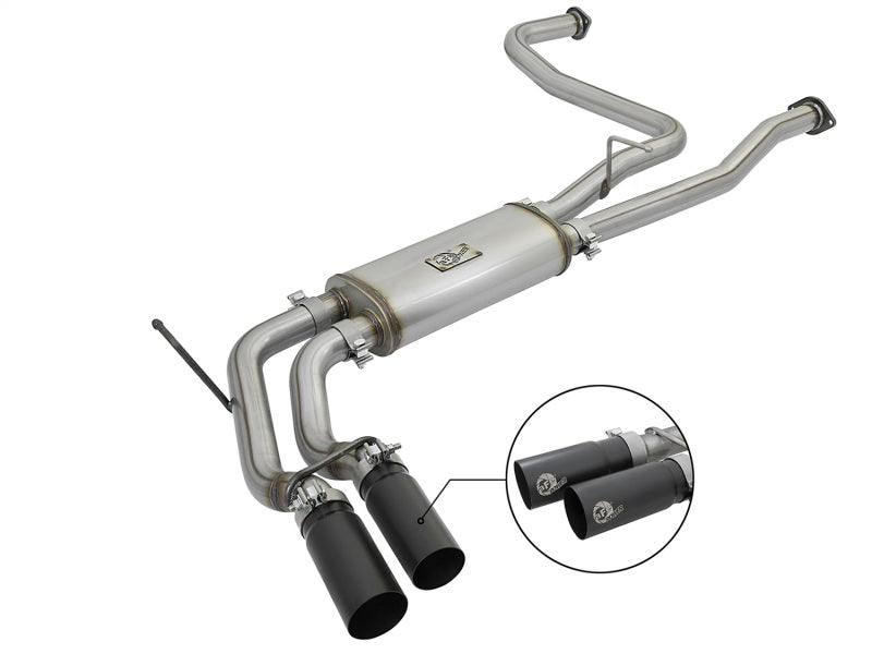 AFE 49-46126-B Rebel Series 2-1/2in 409 SS Cat Back Exhaust w/ Black Tips 16-17