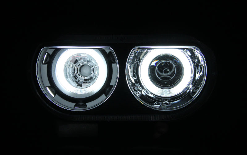 ANZO 121308 2014 fits Dodge 08-20 Challenger Projector Headlights w/ Halo Black (CCFL)