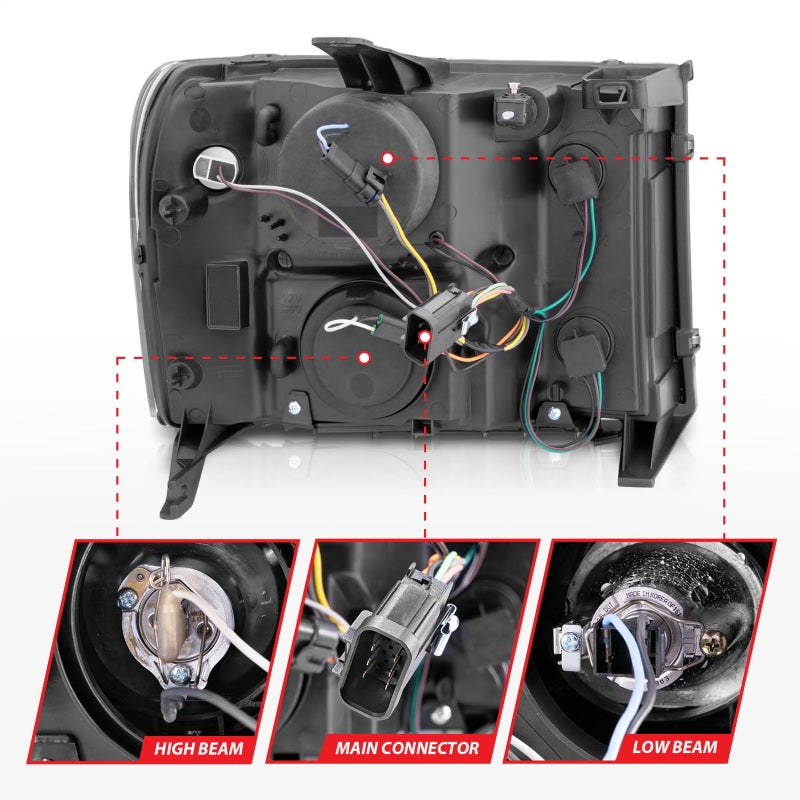 ANZO 111125 2013 Gmc Sierra 1500 Projector Headlights w/ Halo Black