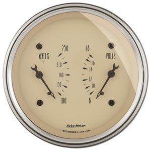 AutoMeter 1830 AutoMeter Gauge Dual Wtmp & Volt 3-3/8in. 250 Deg. F & 18V Elec Antq Beige
