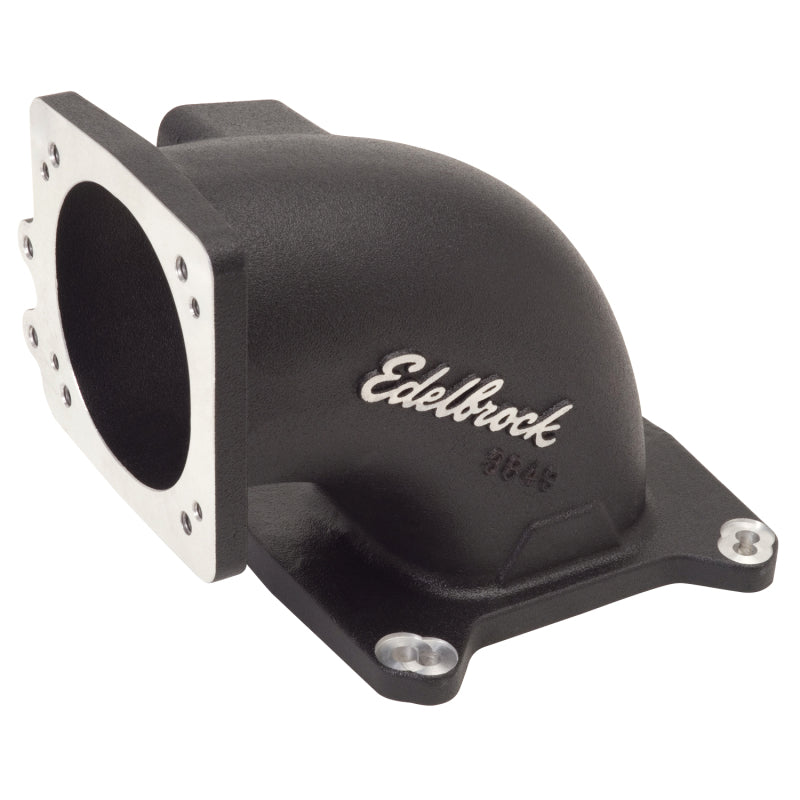 Edelbrock 38493 High Flow Intake Elbow 95mm Throttle Body to Square-Bore Flange Black Finish