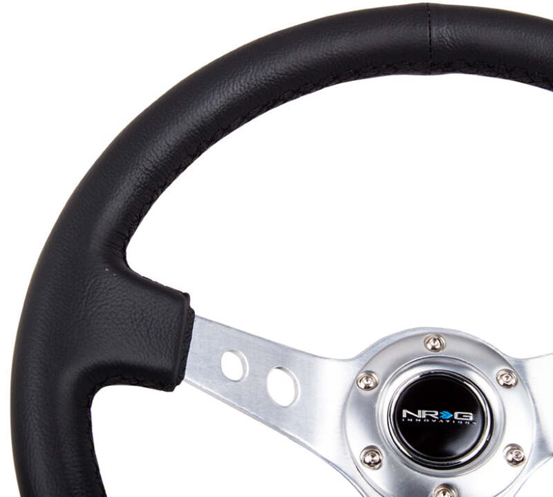 NRG RST-006BK-WT-B RST-006BK-WT-B Reinforced Steering Wheel White Leather w/Blk