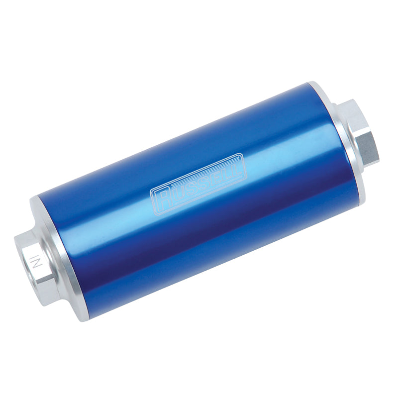 Russell 649262 Performance Profilter Fuel Filter 6in Long 60 Micron -10AN Inlet -10AN Outlet - Blue