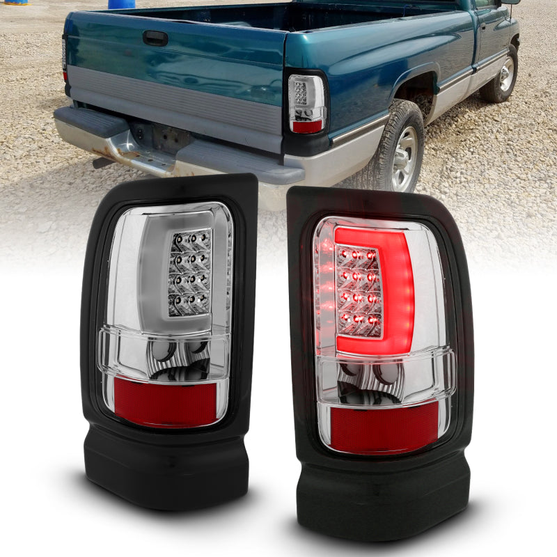 ANZO 311341 1901 fits Dodge 94-20 Ram 1500 LED Taillights Plank Style Chrome w/ Clear Lens