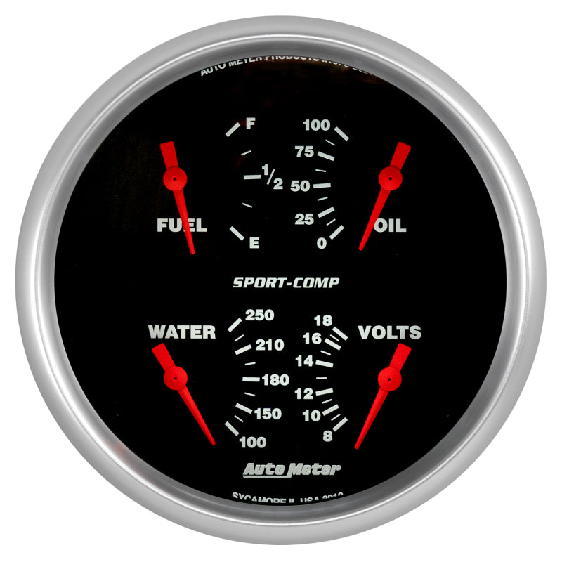 AutoMeter 3919 Autometer Quad 5in. 0-90 Ohm Electric Sport-Comp Gauge