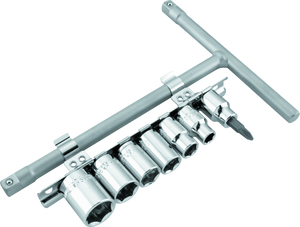 BikeMaster 151547 BikeMaster 3/8in Drive T-handle Set (8mm/10mm/12mm/13mm/14mm/17mm/#2 Phillips)
