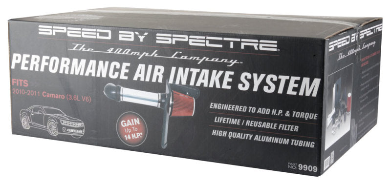 Spectre 9909 10-11 fits Chevy Camaro V6-3.6L F/I Air Intake Kit - Clear Anodized w/Red Filter
