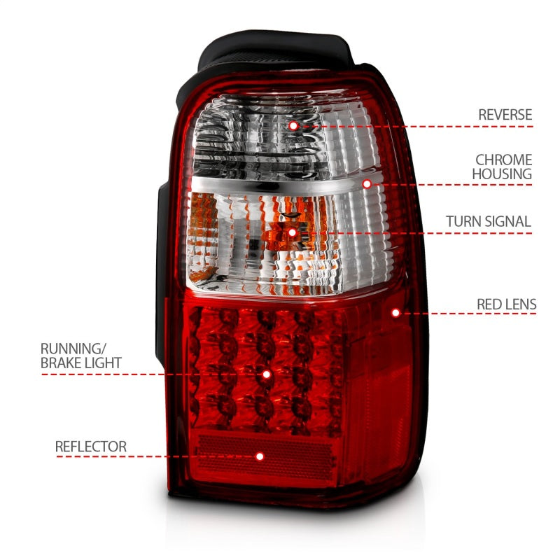 ANZO 311070 2002 fits Toyota 01-20 4 Runner LED Taillights Red/Clear