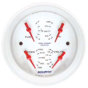 AutoMeter 200706 Autometer Marine White 3-3/8in Gauge - 100PSI