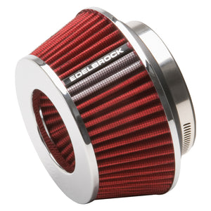 Edelbrock 43611 Air Filter Pro-Flo Series Conical 3 7In Tall Red/Chrome