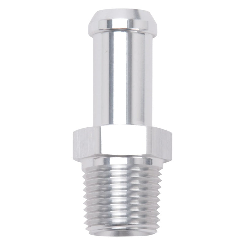 Edelbrock 8115 Hose End Straight 3/8In NPT to 1/2In Barb Clear Anodize