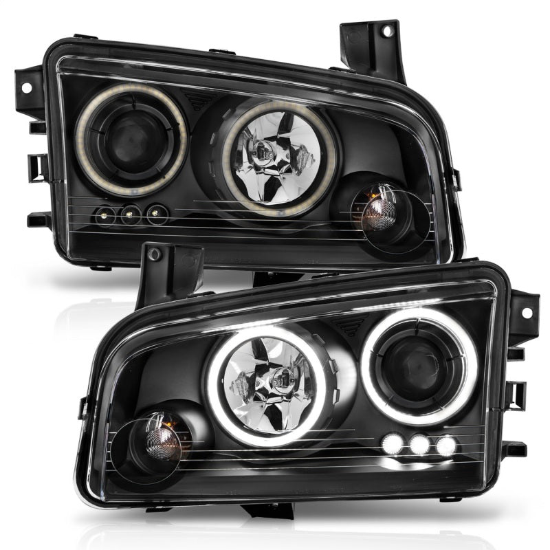 ANZO 121218 2010 fits Dodge 06-20 Charger Projector Headlights w/ Halo Chrome (CCFL)