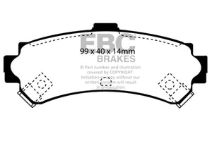 EBC UD669 95-97 fits Nissan Sentra 1.6 Ultimax2 Rear Brake Pads