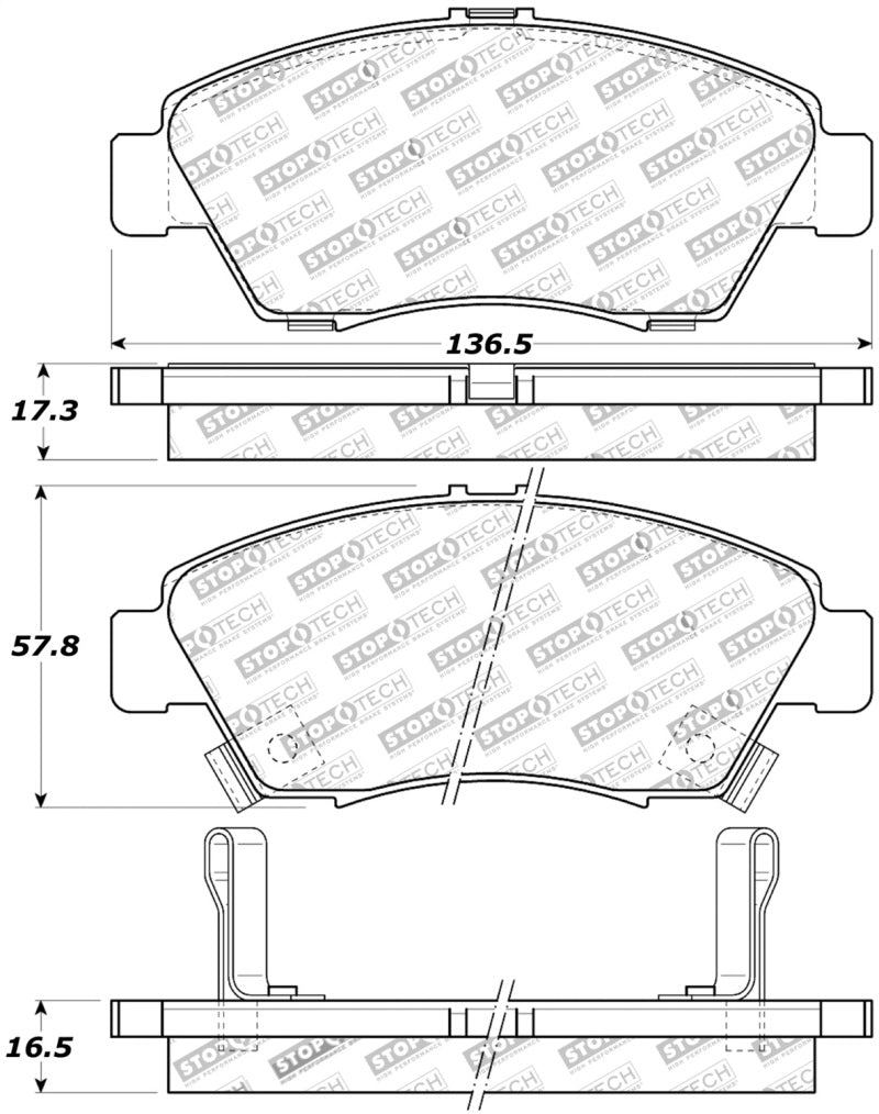 Stoptech 309.0621 Performance 02-06 Acura RSX Type S / 93-95 Civic Coupe / 04-05 Civic Si / 93-97 Civic Del
