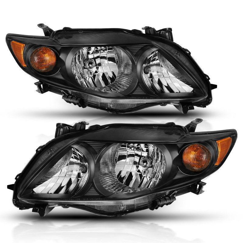 ANZO 121541 2010 fits Toyota 09-20 Corolla Crystal Headlight Black Amber