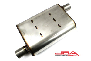JBA 40-201300 Universal Chambered Style 304SS Muffler 13x9.75x4 2in Inlet Diameter Offset/Offset