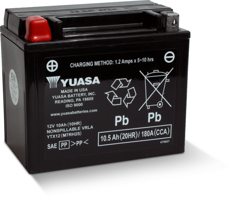 Yuasa YUAM7RH2STWN YTX12 Maintenance Free AGM 12 Volt Battery