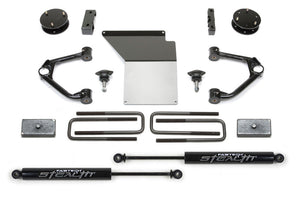 Fabtech K1070M 14-18 fits GM K1500 w/OE Alum. UCA 4in Budget UCA System w/Rear Stealth Shocks