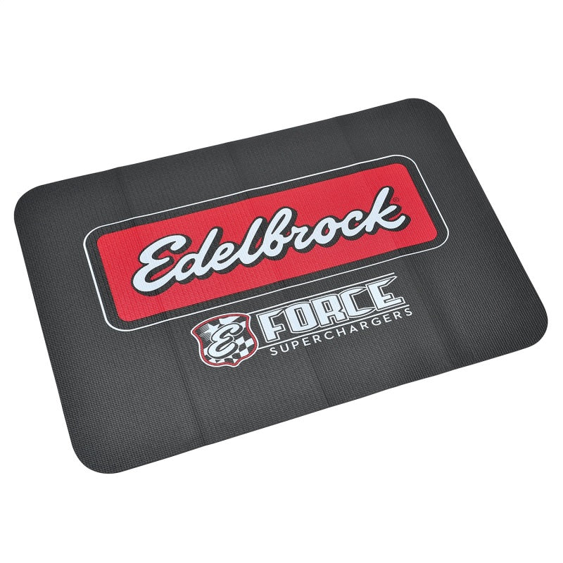 Edelbrock 2324 Racing Fender Cover - PVC Foam Mat - 2 Color Printed Edelbrock Racing Logo