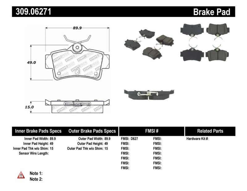 Stoptech 309.06271 Performance Brake Pads