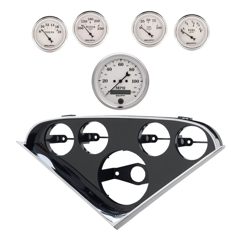 AutoMeter 2207-08 Autometer Old Tyme White Direct Fit Dash Kit 55-56 fits Chevrolet (1 x 3-3/8in. / 4 x 2-1/16in.)