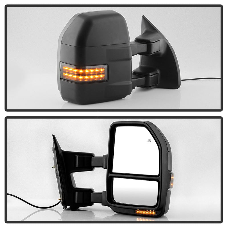 xTune 9943157 99-07 fits Ford SuperDuty Heated LED Telescoping Pwr Mirrors-Smk